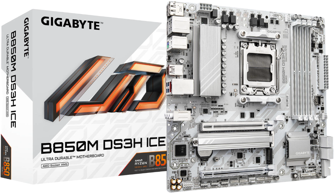 Gigabyte B850M DS3H Ice Motherboard - White